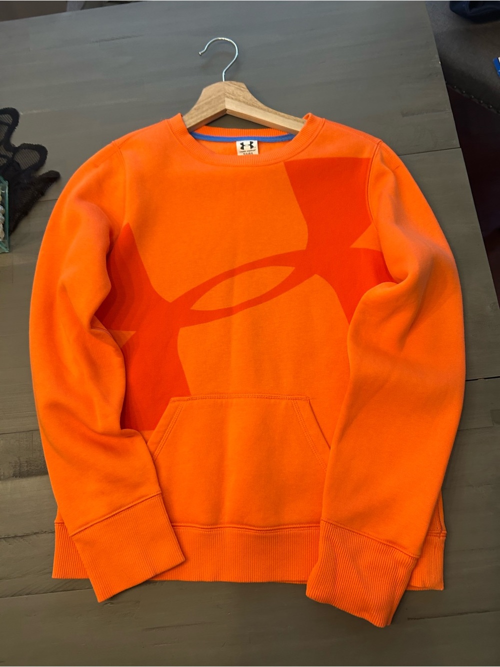 Under Armour Men’s Bright Orange Crewneck Sweatshirt with Tonal Logo